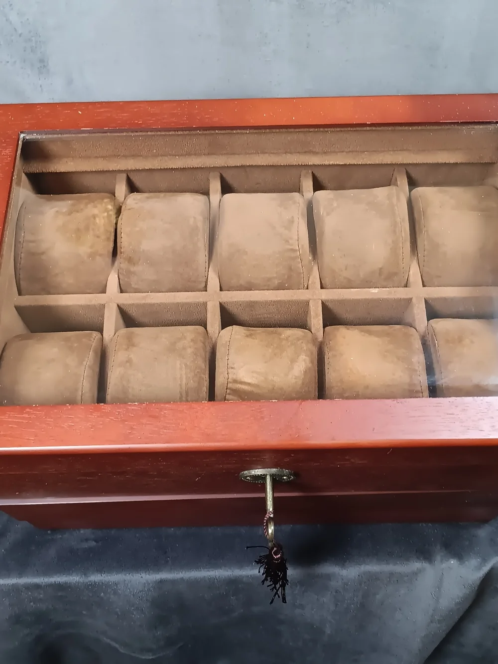 Locking Mens Wood Watch and Jewelry Organizer with Watch And Jewelry Storage